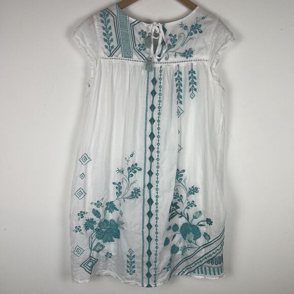 Johnny Was Willow Floral-Embroidered Shift Mini Dress Medium White - Picture 3 of 6
